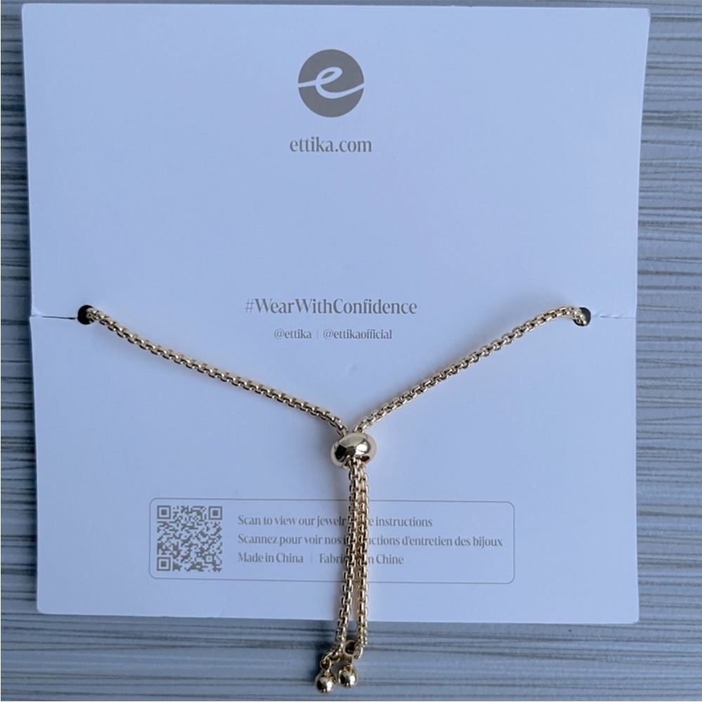 Ettica 18K Gold Plated Dainty Crystal Adjustable Bracelet NWT - Picture 3 of 4